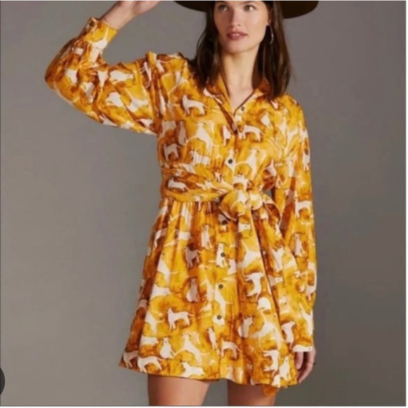 Anthropologie Dresses & Skirts - Anthropologie Maeve Mini Shirt dress Anthropologie Dog Print Medium NWT